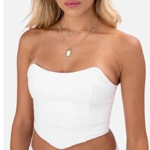 ***NWT*** Adika Denim Corset Style Top in white/cream